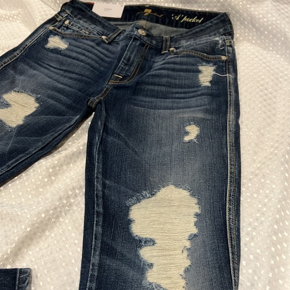7 FOR ALL MANKIND A POCKET FLARE DISTRESSED JEANS 27 - Picture 3 of 8